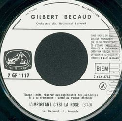 [Pochette de L’important c’est la rose (Gilbert BCAUD)]