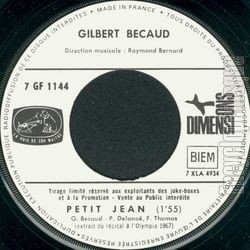 [Pochette de La rivire (Gilbert BCAUD) - verso]