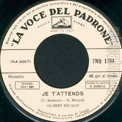 [Pochette de Je t’attends (Gilbert BCAUD)]