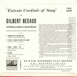 [Pochette de Entente Cordiale Of Songs (Gilbert BCAUD) - verso]