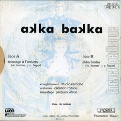 [Pochette de Message  l’univers (AKKA BAKKA) - verso]