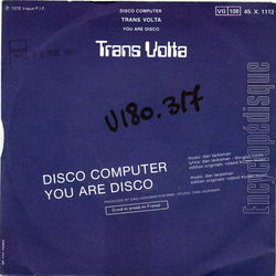 [Pochette de Disco computer (TRANS VOLTA) - verso]