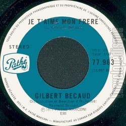 [Pochette de Le dernier homme (Gilbert BCAUD) - verso]