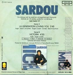 [Pochette de La gnration loving you / Victoria (Michel SARDOU) - verso]