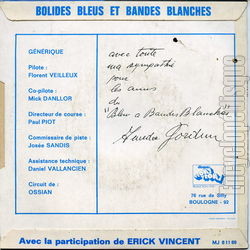 [Pochette de Bolides bleus et bandes blanches (rick VINCENT) - verso]