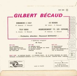 [Pochette de Dimanche  Orly (Gilbert BCAUD) - verso]