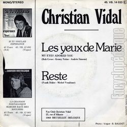 [Pochette de Les yeux de Marie (Christian VIDAL) - verso]