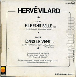 [Pochette de Elle tait belle (Herv VILARD) - verso]