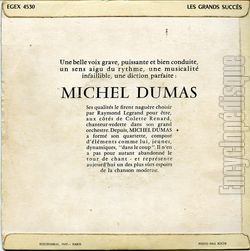 [Pochette de Chante les grands succs de Charles Aznavour et Gilbert Bcaud (Michel DUMAS) - verso]