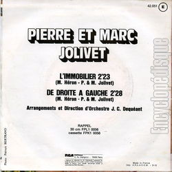 [Pochette de L’immobilier (Pierre et Marc JOLIVET) - verso]