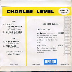 [Pochette de La fille de ma prairie (Charles LEVEL) - verso]