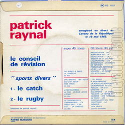 [Pochette de Le conseil de rvision (Patrick RAYNAL) - verso]