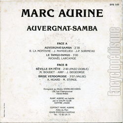 [Pochette de Auvergnat samba (Marc AURINE) - verso]