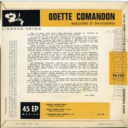 [Pochette de Babluches et jhavasseries (Odette COMANDON) - verso]