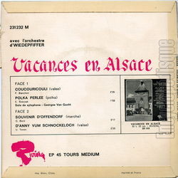 [Pochette de Vacances en Alsace (ORCHESTRE  d’WIEDEPFIFFER) - verso]