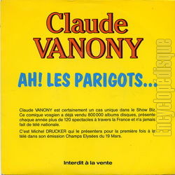 [Pochette de Ah ! Les parigots… (Claude VANONY)]