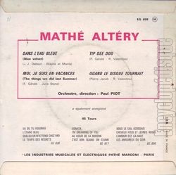 [Pochette de Dans l’eau bleue (Math ALTRY) - verso]