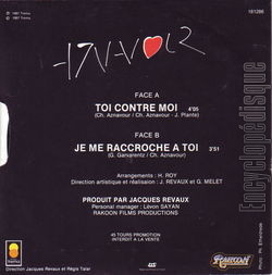 [Pochette de Toi contre moi (Charles AZNAVOUR) - verso]