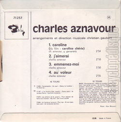 [Pochette de Caroline (Charles AZNAVOUR) - verso]