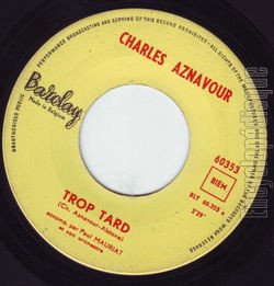 [Pochette de Trop tard (Charles AZNAVOUR) - verso]