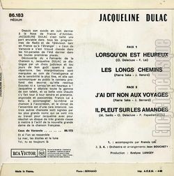 [Pochette de Lorsqu’on est heureux (Jacqueline DULAC) - verso]