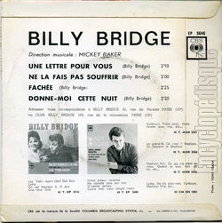 [Pochette de Une lettre pour vous (Billy BRIDGE) - verso]