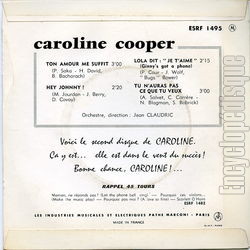 [Pochette de Lola dit : "Je t’aime" (Caroline COOPER) - verso]