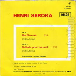 [Pochette de Ma flemme (Henri SROKA) - verso]