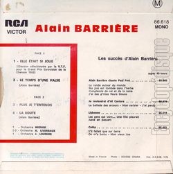 [Pochette de Elle tait si jolie (Alain BARRIRE) - verso]