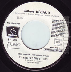 [Pochette de L’indiffrence (Gilbert BCAUD)]