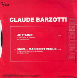 [Pochette de Je t’aime (Claude BARZOTTI) - verso]