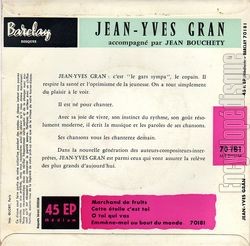 [Pochette de Marchand de fruits (Jean-Yves GRAN) - verso]