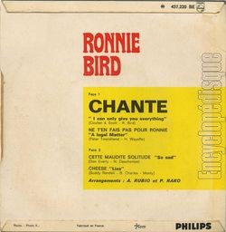 [Pochette de Chante (Ronnie BIRD) - verso]