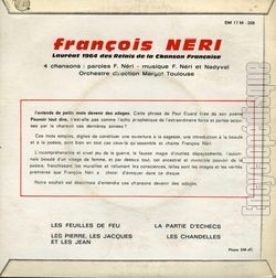 [Pochette de Les feuilles de feu (Franois NRI) - verso]