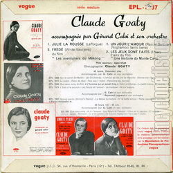 [Pochette de Julie, la rousse (Claude GOATY) - verso]