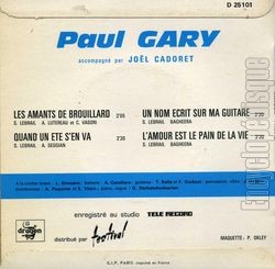 [Pochette de Les amants de brouillard (Paul GARY) - verso]