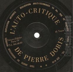 [Pochette de L’auto-critique (Pierre DORIS) - verso]