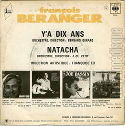 [Pochette de Y’a dix ans (Franois BRANGER) - verso]