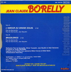 [Pochette de L’amour au grand soleil (Jean-Claude BORELLY) - verso]