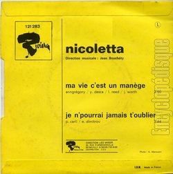 [Pochette de Ma vie c’est un mange (NICOLETTA) - verso]