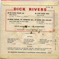 [Pochette de Tu n’es plus l (Dick RIVERS) - verso]