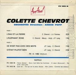 [Pochette de L’eau et la pierre (Colette CHEVROT) - verso]