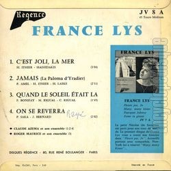 [Pochette de C’est joli, la mer (France LYS) - verso]