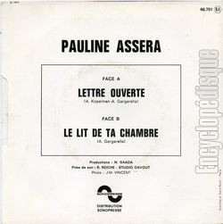 [Pochette de Lettre ouverte (Pauline ASSERA) - verso]