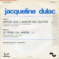 [Pochette de Depuis que l’amour m’a quitte (Jacqueline DULAC) - verso]