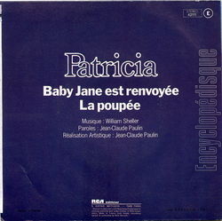 [Pochette de Baby Jane est renvoye (PATRICIA) - verso]