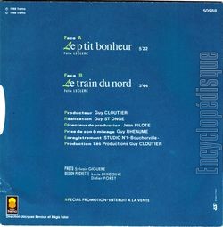 [Pochette de Le p’tit bonheur (Johanne BLOUIN) - verso]