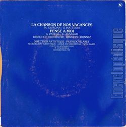 [Pochette de La chanson de nos vacances (Patricia LAVILA) - verso]