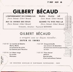 [Pochette de L’enterrement de Cornelius (Gilbert BCAUD) - verso]