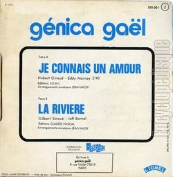 [Pochette de Je connais un amour (Genica GAL) - verso]